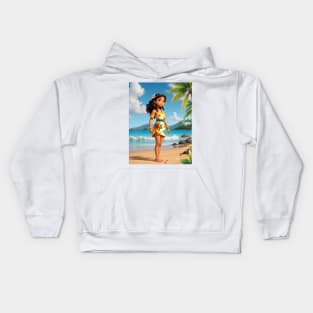 Hawaiian Girl Sticker #2 Kids Hoodie